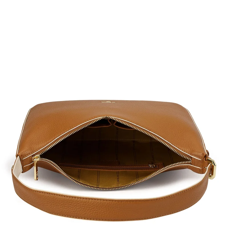 Da Milano Caramel Medium Wax Leather Hobo - Caramel for Women | Best Price UAE